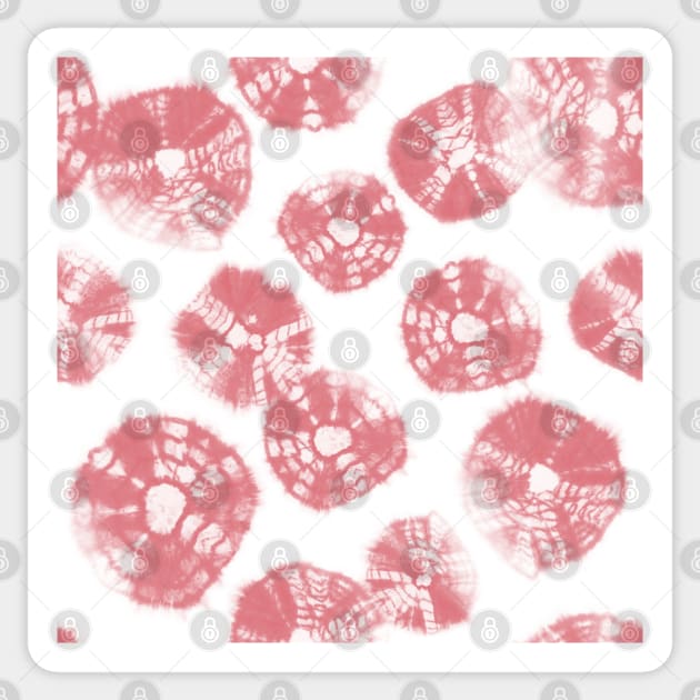 Shibori Kumo tie dye watermelon pink dots over white Sticker by marufemia